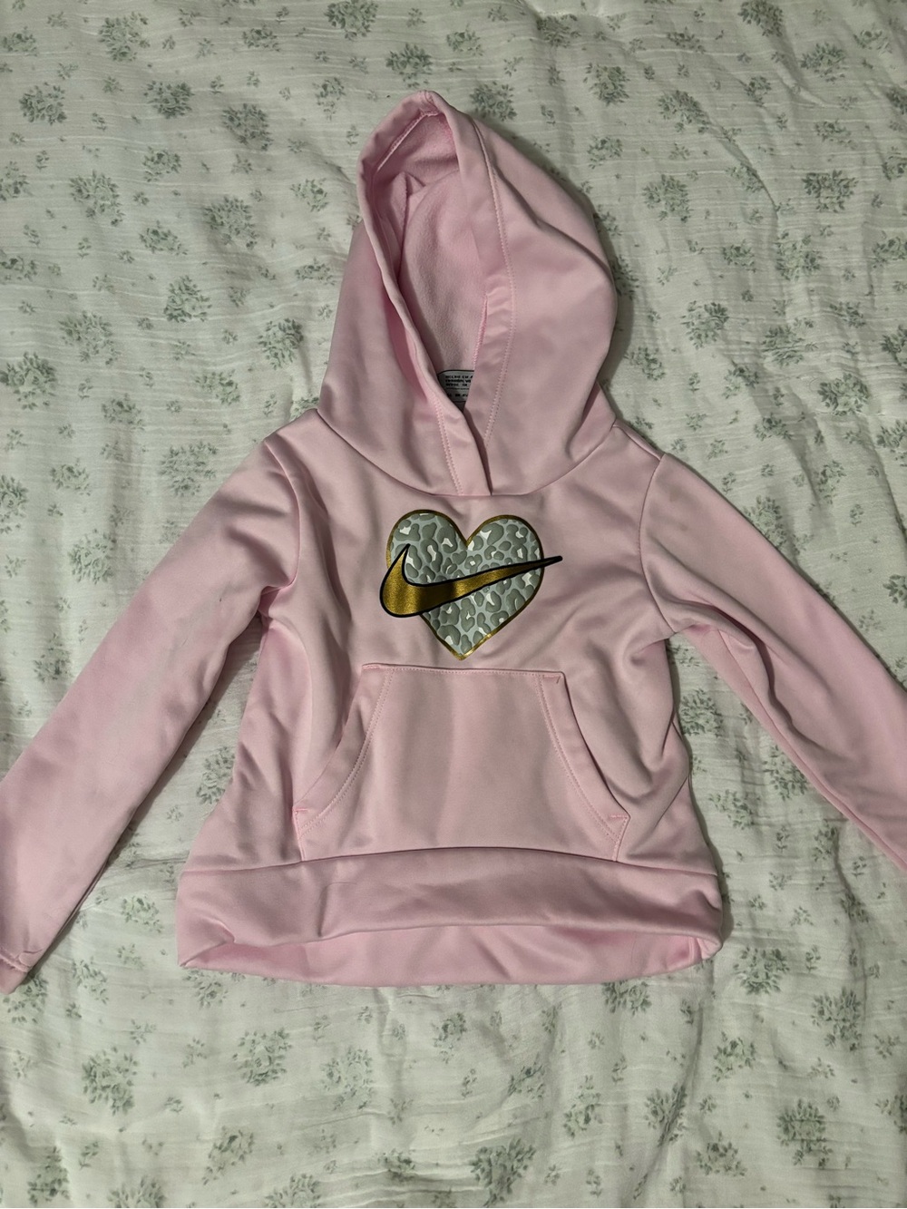 Nike Pink Hoodie with Gold Swoosh Heart